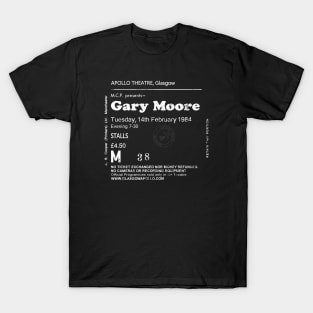 Gary Moore Tuesday 14th of February 1984 Glasgow Apollo UK Tour Ticket Repro T-Shirt